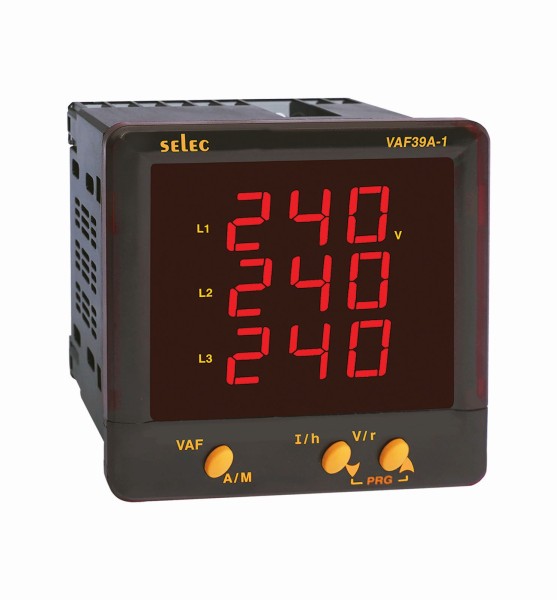 Multifunktionsmeßgerät, dreiphasig, Spannung/Strom/Frequenz, 7 segment LED-Anzeige, integrierte Anzeige Parameter , 230VAC, 1/4 DIN