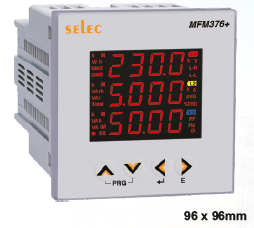 Multifunktionsmeßgerät, dreiphasig, Klasse 0,5S, 7 Meßgrößen, I/P digital 24V/48V DC, Pulsausgang, LED-Anzeige, RTC, EIA-485, 40-300V AC/DC, 1/4 DIN