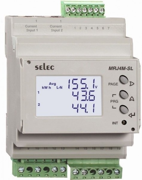Multifunktionsmessgerät Plug''N''Wire, dreiphasig, Split-Load, 7 Meßgrößen, LCD-Anzeige, EIA-485, 60-300VAC, 70mm DIN-Schiene