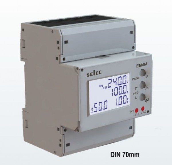 MultifunktionsMeter, 3-phasig, 100A Direct, 2xPulsausgang, EIA-485, Imp & Exp, , LCD-Anzeige Hintergrundlicht, 85-285VAC, Din Rail