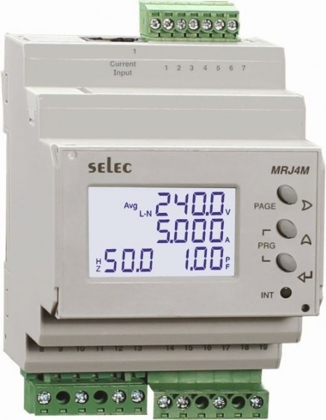 Multifunktionsmessgerät Plug''N''Wire, dreiphasig, 7 Meßgrößen, LCD-Anzeige, EIA-485, 60-300VAC, 70mm DIN-Schiene