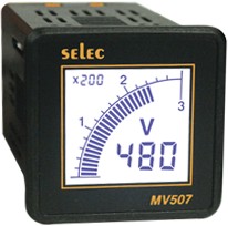 Voltmeter, 50-480VAC, einphasig, LCD-Bargraph-Anzeige 240VAC, 1/16 DIN